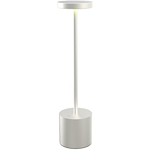 USB Rechargeable Wireless LED Desk Lamp, Modern Aluminum Restaurant Light Dimmable 2 Levels, Table Lamp Reading Bedside for Bedroom/Study (Silver) Cover