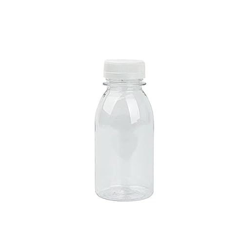 10pcs ペットボトル容器 空ペットボトル ジュースボトル プラスチックジュースボトル キャップ付き 密閉 再利用可能 透明 空水容器 ラベル漏斗ブラシ付き ジュース/飲料/スムージー/冷蔵庫用 250ml 白キャップ