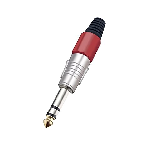 Conector estéreo 6.35 mm de 3 polos en color rojo para cable de audio pack de 10 unidades 2