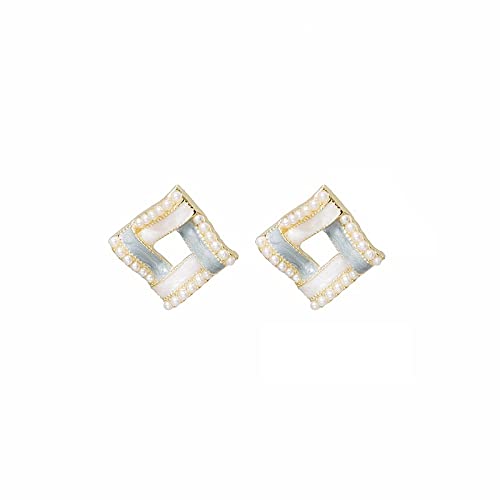 Boucles d'oreilles délicates perle carré micro incrusté bijoux mode pour femme