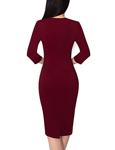 Image of VFSHOW Womens Work Business Office Zipper Up Slim Bodycon Sheath Dress