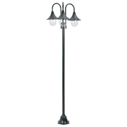 vidaXL Lampadaire de Jardin E27 220cm Aluminium 3 Lanternes Vert Foncé Lampe