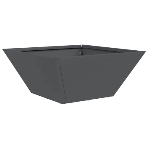 vidaXL Garten-Pflanzgefäß Anthrazit 35 x 35 x 15 cm, Garten und Terrasse, Moderner trapezförmiger Blumentopf, Metallpflanzer, Draußen, Minimalistischer Dekotopf