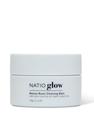 Natio Australia Glow Beauty Boost Cleansing Balm - Clinically Tested & Fragrance Free - Melt Away Impurities & Makeup - Hydrating & Brightening Makeup Remover - Kakadu Plum, Pomegranate, Goji Berry and Vitamin E - Vegan Friendly & Made in Australia