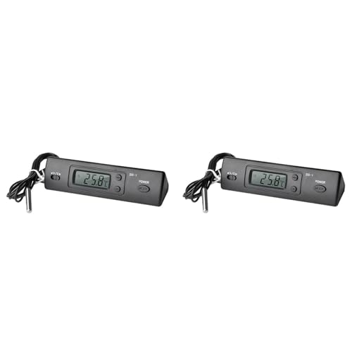 NJTHNTJR 2X -1 Termómetro para Automóvil Pantalla LCD Reloj C/F Controlador de Sensor de Temperatura Termostato Interior y Exterior con Sonda