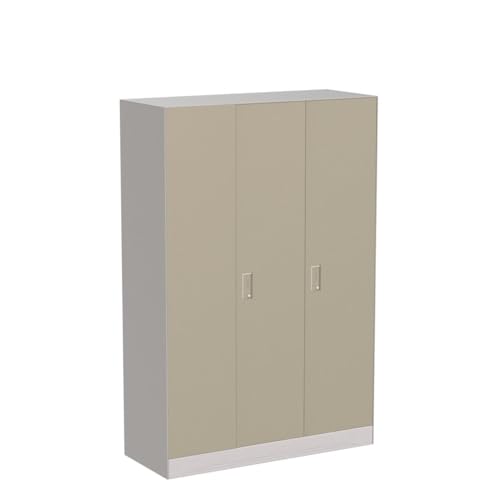 Image of Interio by Godrej Almirah Slimline 3-Door Steel Almirah, Cupboard for Clothes (Royal Ivory), 1-Year Warranty, 7 Shelves, 1 Locker
