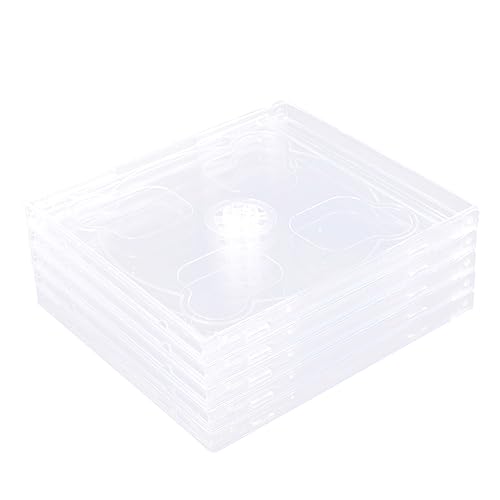 ABOOFAN 5pcs Transparent CD Jewel Case with Clear Tray Dual Sided Media Storage for DVDs and Standard Replacement Cases for Safe Transport and Organization