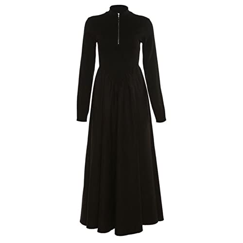 Robe noire chic col V pour fête et soirées d'automne