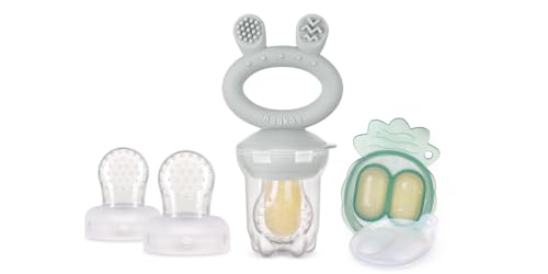Haakaa Baby Fruit Food Feeder with Mini Freezer Nibble Tray Combo & Silicone Replacement Pouch(Slate Grey & Medium Size) image 5