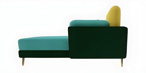 Image of Modern & Luxury Cushioned Couch Relax sectional Sofa in Fabric & Velvet and Heavy Duty Sofa for bedrooms Living Rooms Guest Room Home and Office-(LHP 4 Seater Sky Blue & Green).
