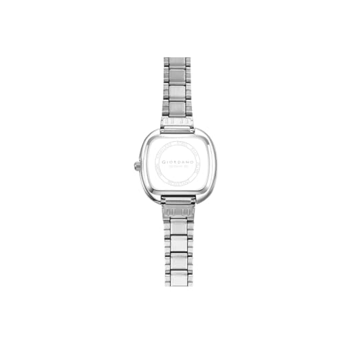 Image of Giordano Analog Quartz Watch for Women with SquareTextured Dial, Cushion Layered Bezel Design and Stainless Steel Strap