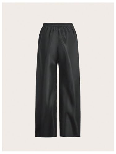 Verdusa Women's Number Striped Wide Leg Baggy Long Pants Drawstring Waist Straight Trousers2