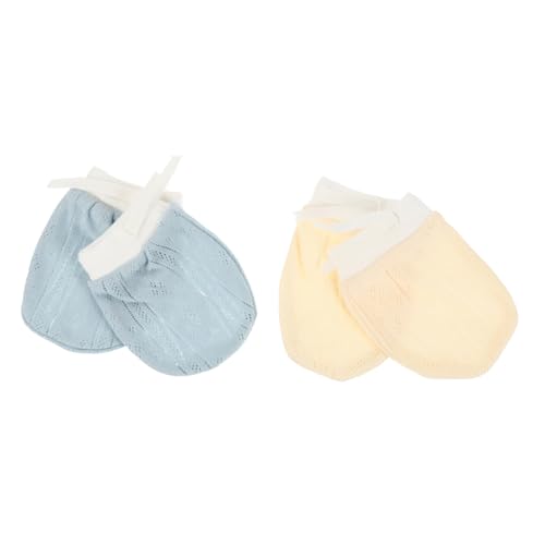 2 Pairs of Anti-Scratch Baby Gloves Breathable Cotton Infant Mittens Drawstring Design for Newborns and Toddlers Lightweight and Comfortable