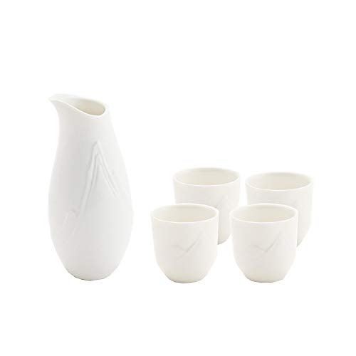 Hetoco 5 pezzi ceramica bianca tradizionale giapponese Sake set Mountain
