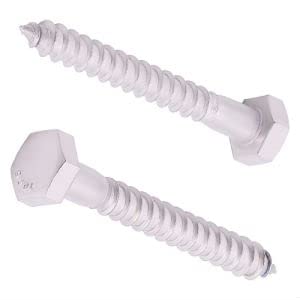 1/2 x 3 (6 pcs) Hex Lag Screws Bolts, 304 Stainless Steel 18/8, Hexagon Head Wood Screws for Heavy Duty Applications Like Deck Fence Floor