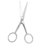 Anneome 防滑設計ステンレス製ひげトリミングはさみ 先端有歯で正確カット 男性用顔髭グルーミング小型シザー