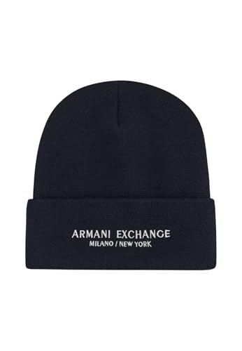 Logo ricamato Armani Exchange Berretto da Uomo Casual con Logo Ricamato, Blu, Taglia Unica