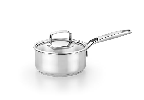 BRA COOKWARE Signature - Sartén baja profesional de 7 pulgadas, 1.4 cuartos de galón, cacerola de acero inoxidable, compatible con todas las estufas, inducción completa, sin PFOA, sin antiadherente