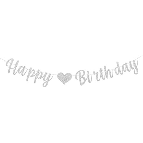 Happy Birthday Bunting Banners For Women Men Girls Boys Silver Birthday Party Decorations Large Hanging Letter Garland Photo Backdrop Party Supplies Cover