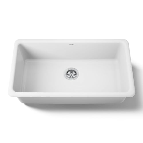 KOHLER Iron/Tones® 33' Top-/Undermount Kitchen Sink, Single Bowl Kitchen Sinks, K-5707-0, White