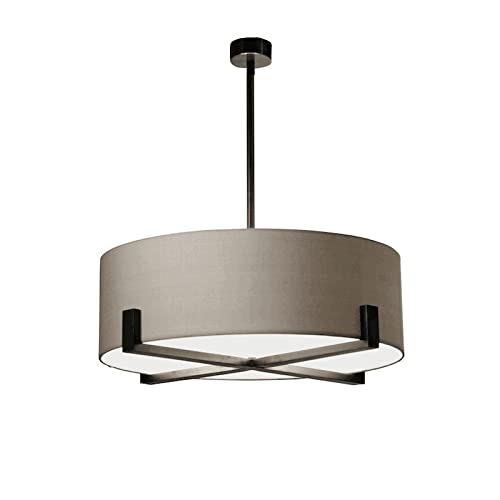 Lustre suspendu rétro pour salon chaleureux plafonnier grand abat-jour tissu
