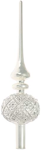 com-four® Christbaumspitze in weiß, silberfarben glänzend, Weihnachtsbaumspitze aus echtem Glas für Weihnachten, Tannenbaumspitze für den Christbaum, 30 cm