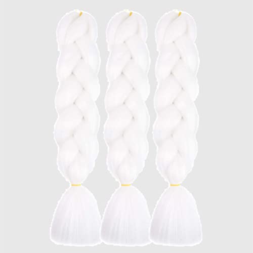Afnote White Braiding Hair Extensions 24 Inch 3 Packs Synthetic High Temperature Jumbo Braiding Hair Twist Crochet Braids Hair For Women(60#) #TOP3