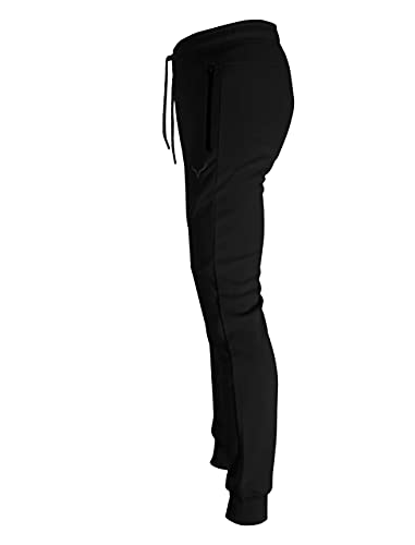 Image of Screenshot SPORTS-A4053 Mens Premium Slim French Terry Spandex Fleece Pants - Athletic Jogger Fitness Workout Gym Zipper Pockets