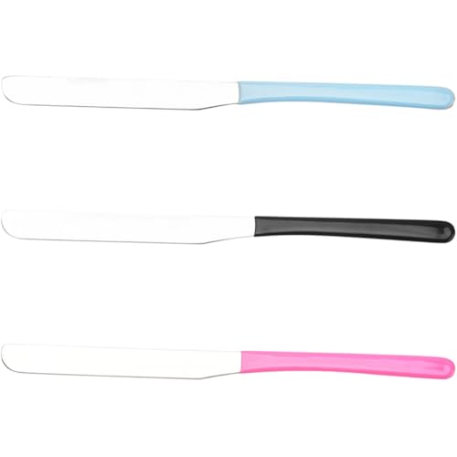 PAMINGONO Espátula para Maquillaje 3 Piezas de Acero Inoxidable Varilla Mezcladora Cosmética con Mango Largo Paleta Mezcla Base Herramienta para Mezclar Maquillaje Profesional Azul