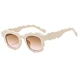COTIA Fashion Square Sunglasses Women New Unique Irregular Wave-Shaped Frames Sun Glasses for Men Trending Cute Eyewear (beige)