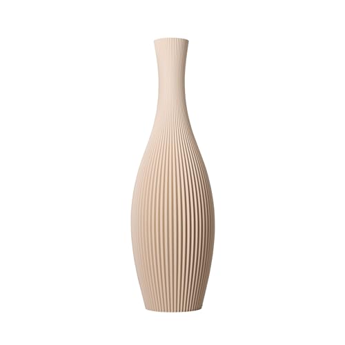 SLIMPRINT Bodenvase Stella Beige, 18,8 x 60 cm, Hohe Dekovase für...