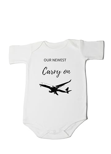 Our Newest Carry-On Infant Bodysuit Future Traveler Theme Coming Soon Pregnancy Announcement (Funny-Short Sleeve Romper, 0-6 Months)