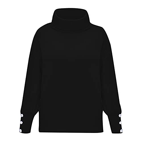 Sweaters For Women Winter Fall Lightweight Pullover Turtleneck Long Sleeve Ribbed Knit Jumper Tops Casual Sweatshirts (Black-A, Xxxxxl) #TOP2