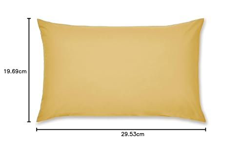Catherine Lansfield Pillowcases Easy Iron Percale Standard 50x75cm Pack of 2 Pillow cases with envelope closure Ochre