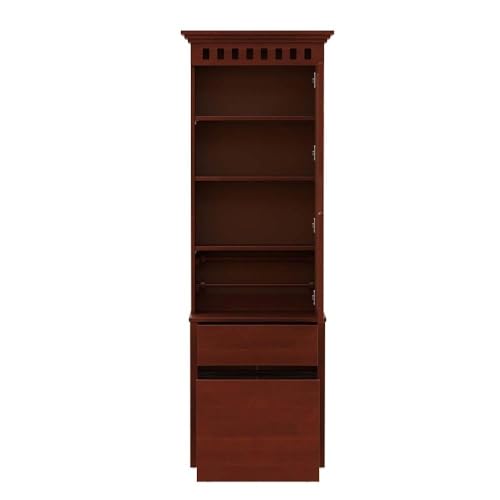 Image of Wakefit Dressing Mirror | 3 Years Warranty | Wardrobe with Storage and Mirror (Devore, Solid Wood - Golden Brown)
