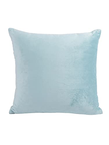 Image of Eyda Hand Beaded Sequin Cushion Covers With Zipper, Pack Of 2, 18x18 Inches, Soft Velvet Sleeping 200 TC Pillow Covers, Decorative Throw Cushion Covers, Square Cushion Cover, Light Blue
