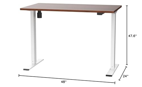 FLEXISPOT EN1 One Piece Standing Desk 48 x 24 Inch Electric Adjustable Height Desk for Home Office and Computer Workstation (White Frame + 48" Mahogany Top, 2 Packages)