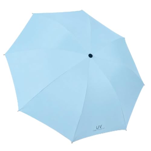 Image of GEEKPC UV Protection Sun Umbrella With UPF50+ Coating And Elegant Floral Print - Compact Folding Portable Parasol Rainproof Steel Frame For Beach Travel & All-Weather Use (Sky Blue)