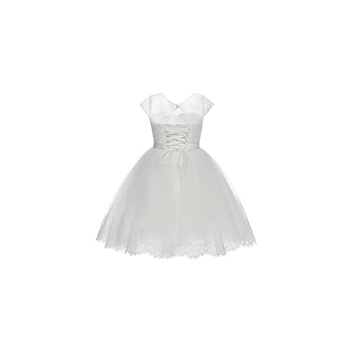 White Flower Girl Dresses for Wedding Tulle First Communion Dresses Ball Gown Girl Dress with Tie 20254
