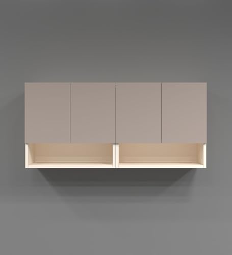 Image of SPECIALITY PANELS 4 Door Wall Cabinet with UV Profile Shutter | Wall Mounted Storage Cabinet for Kitchen Bathroom Living Room | Wooden Wall Cabinet Organizer Mocha Finish DIY Assembly