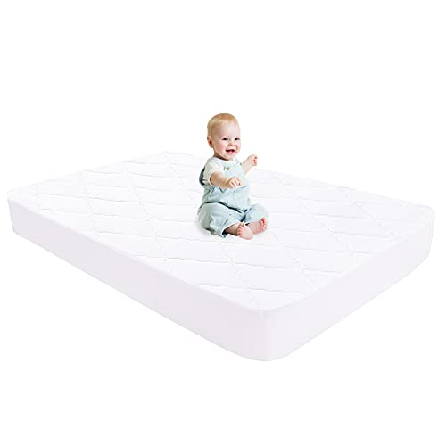 Waterproof Breathable Crib Mattress Protector, Quilted Fitted Crib Mattress Pad, Noiseless Soft Toddler Mattress Protector, Deep Pocket Fit Up to 11'' Crib Mattress Cover