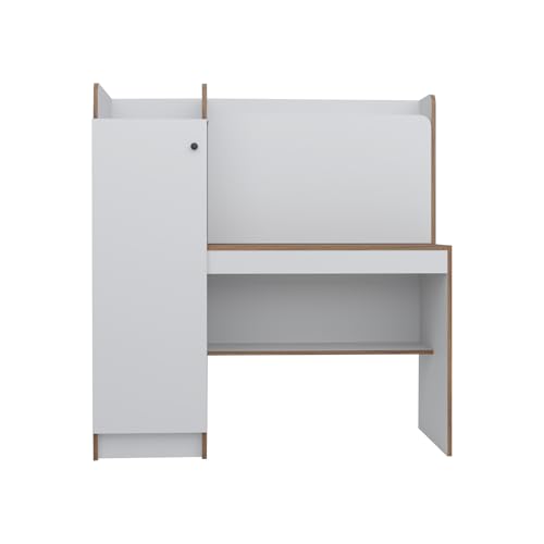 Image of NEUDOT Vision Engineered Wood Study Table with Single Door Storage | Frosty White Finish | Compact & Modern Work Desk | Durable Study & Laptop Table for Home Office