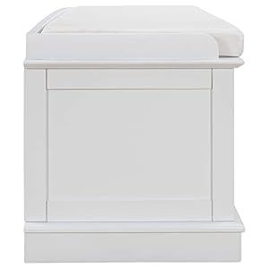 Knocbel Entryway Storage Bench with Removable Cushion, 4 Doors and Adjustable Shelves, Hallway Foyer Bathroom Bedroom Shoe Bench, 200lbs Weight Capacity, 42.7" W x 16" D x 17.4" H (White) Knocbel Entryway Storage Bench with Removable Cushion 4 Doors and Adjustable Shelves Hallway Foyer Bathroom Bedroom Shoe Bench 200lbs Weight Capacity 427 W x 16 D x 174 H White