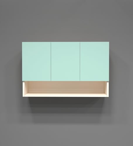 Image of SPECIALITY PANELS 3 Door Wall Cabinet with UV Profile Shutter | Wall Mounted Storage Cabinet for Kitchen Bathroom Living Room | Wooden Wall Cabinet Organizer UV Mint Finish | DIY Assembly