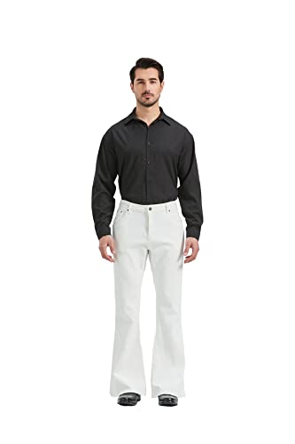 Men's 60s 70s Bell Bottom Jeans Pants Disco Denim Vintage Stretch Classic Comfort Flared Flares Outfits2