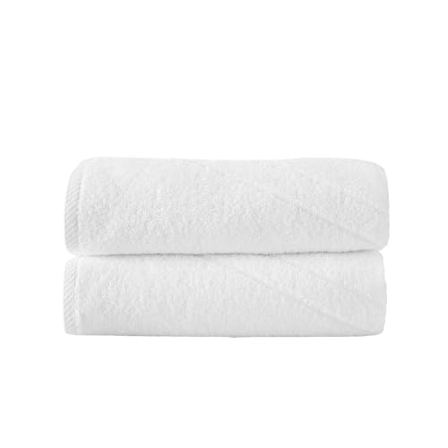 GT Globaltex Fine Linens Set of 2 Luxurious Hotel Spa Bath Sheets - Plush 600 GSM (2 Pcs Bath Sheet, White)