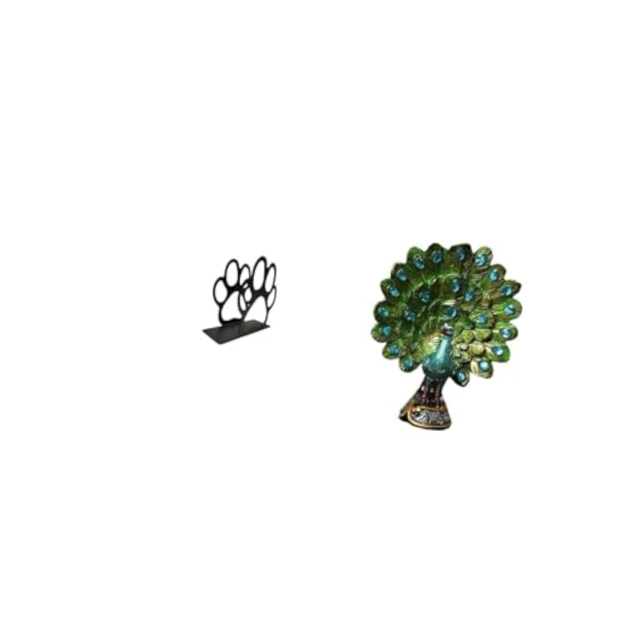 Elegant Dog Paw Peacock Napkin Holder Sculpture