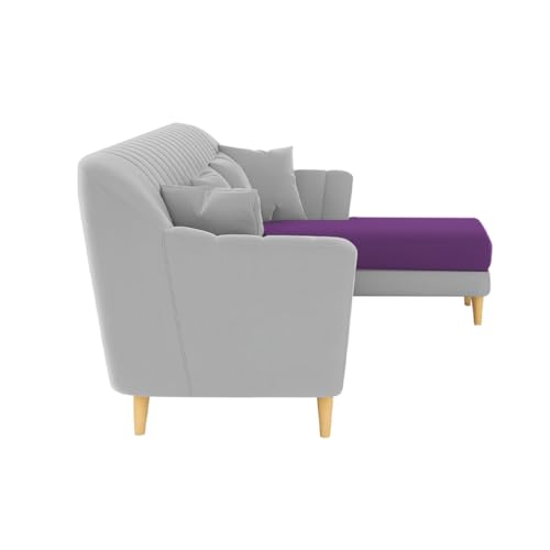 Image of Atticus RHS 6 Seater L Shape Sofa Set for Living Room (Purple Grey Fabric) Premium Fabric Sofa Set