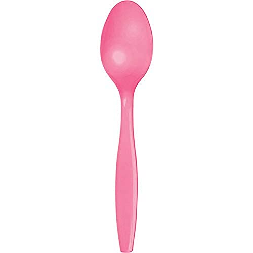 Creative Converting Touch of Color Premium 24 Count Plastic Spoons, Candy Pink