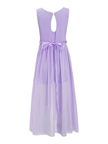 Hansber Girls Bridesmaid Wedding Birthday Maxi Dress Solid Sleeveless Romper School Prom Dress Dancewear3